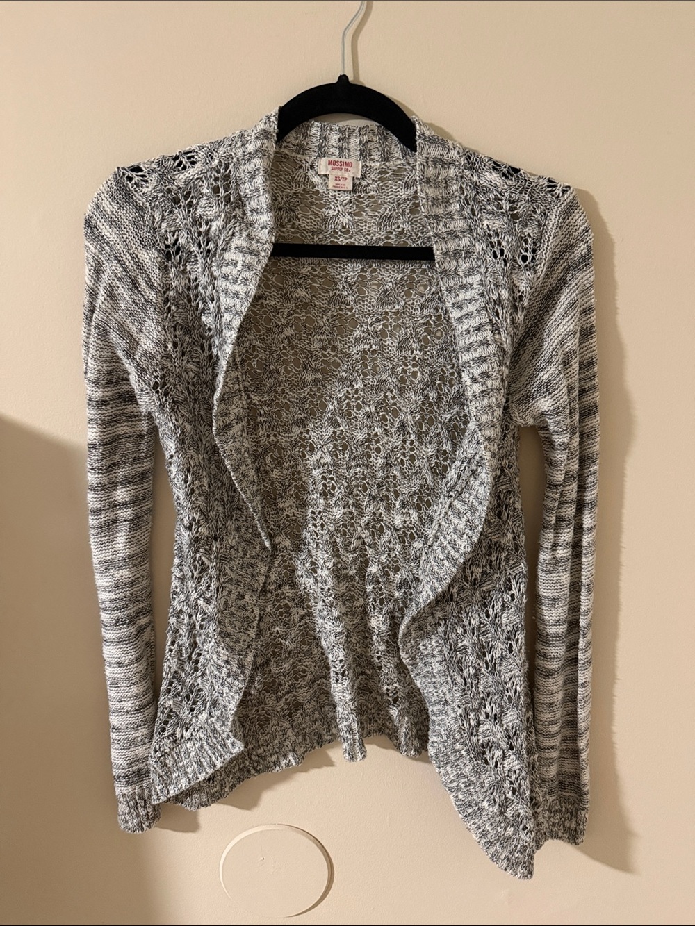Mossimo Supply Co. Marled Gray Open-Front Lace-Knit Cardigan